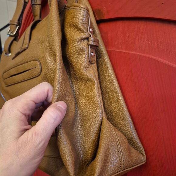 Nine West Warm Brown Double Front Zipper Silver Hardware Shoulder Bag Purse CUTE - Picture 4 of 6